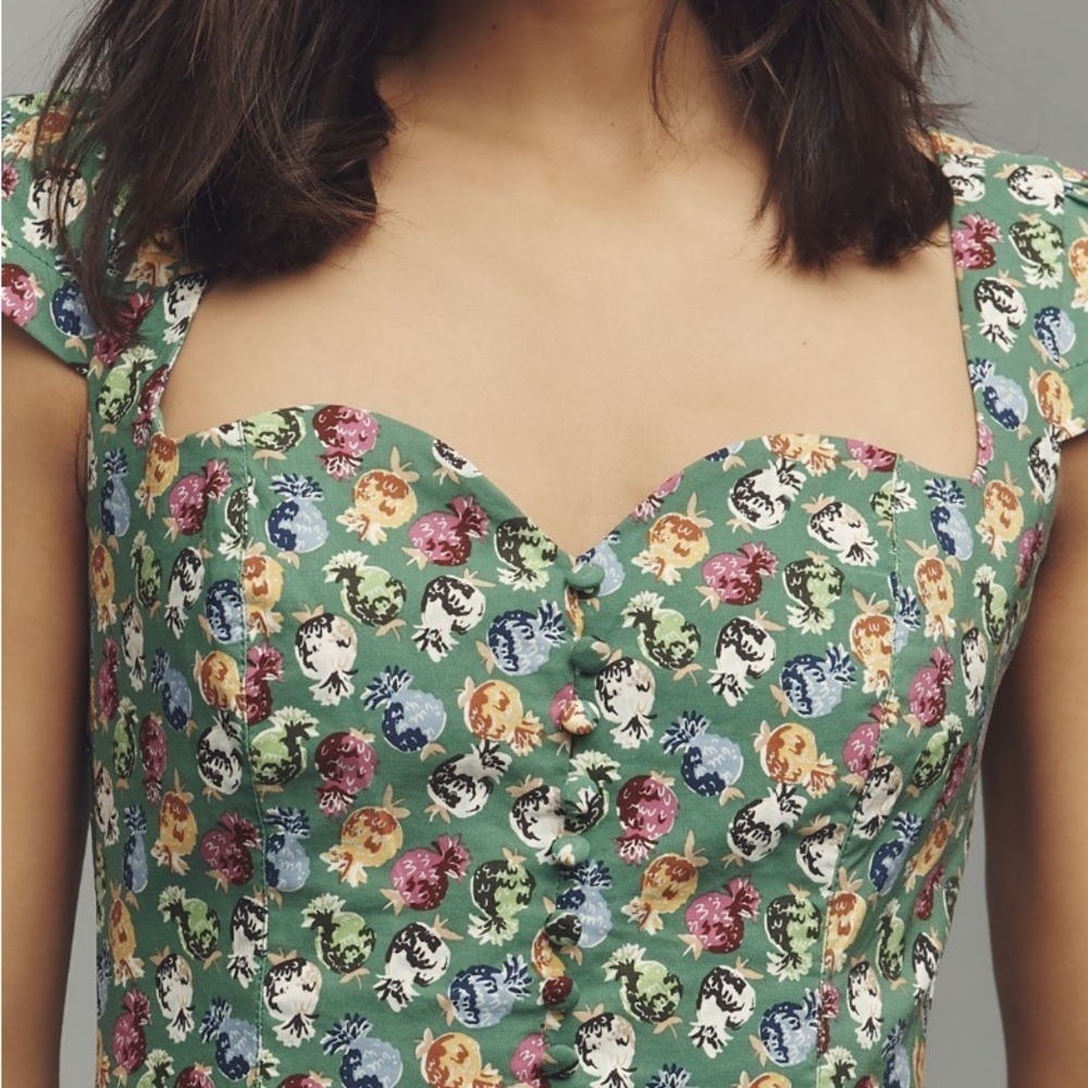 NEW! Anthropologie The Cecily Fit & Flare Sweetheart Dress by Maeve 🍍 - Picture 2 of 5